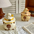 Cute Capybara Ceramic Mug with Lid – Aesthetic Coffee Cup for Girls, Creative Cartoon Water Cup, Office & Home Breakfast Mug, Birthday Gift