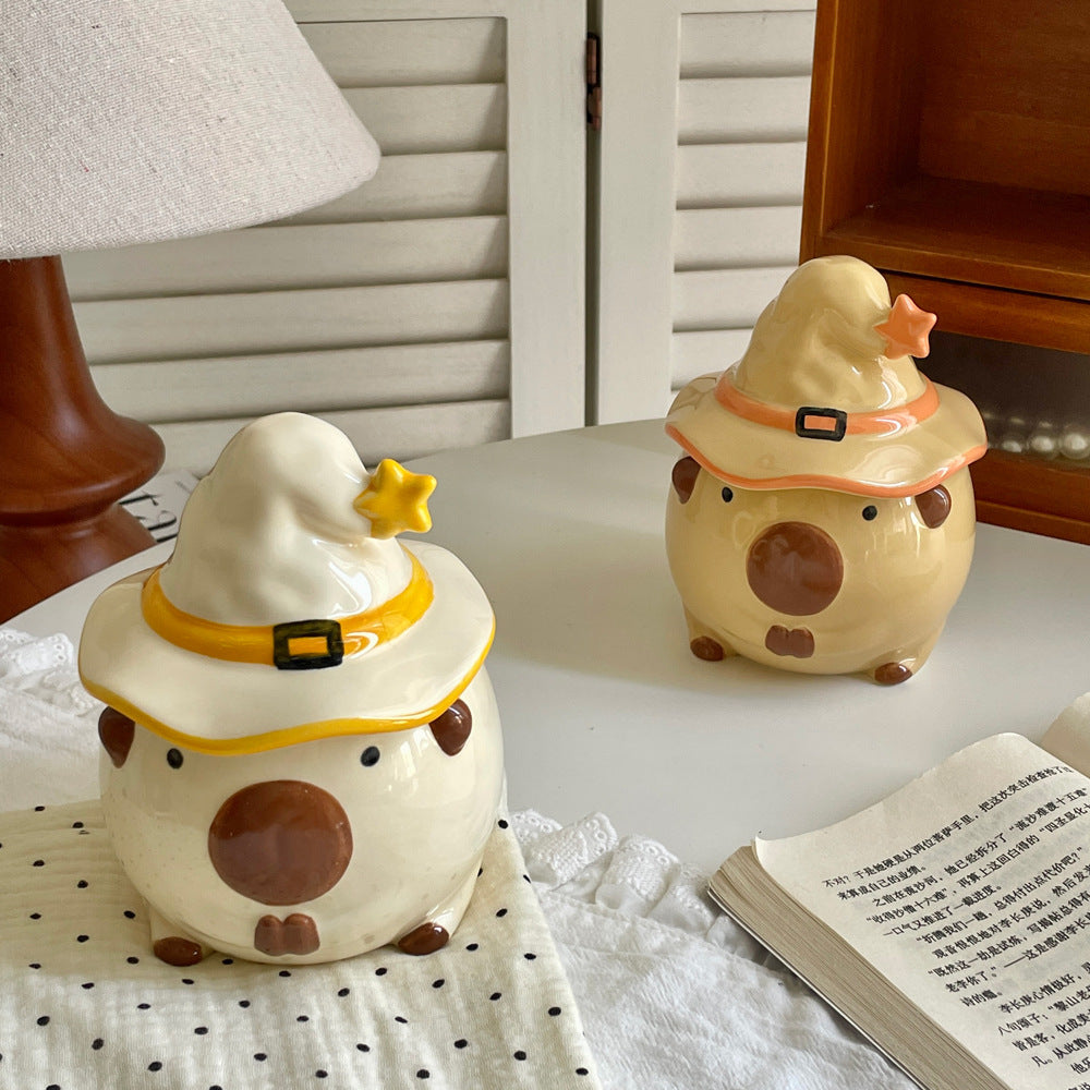 Cute Capybara Ceramic Mug with Lid – Aesthetic Coffee Cup for Girls, Creative Cartoon Water Cup, Office & Home Breakfast Mug, Birthday Gift